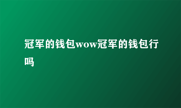 冠军的钱包wow冠军的钱包行吗