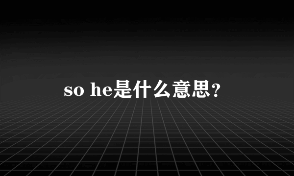 so he是什么意思？