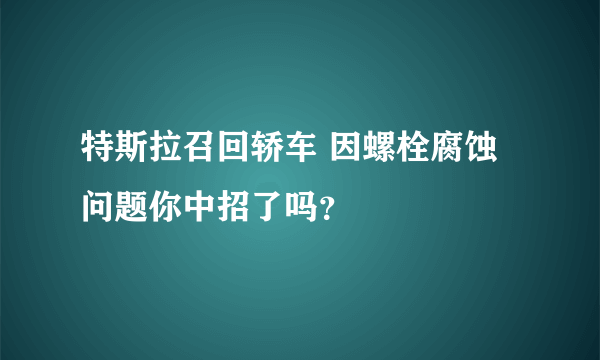 特斯拉召回轿车 因螺栓腐蚀问题你中招了吗？
