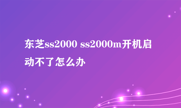 东芝ss2000 ss2000m开机启动不了怎么办