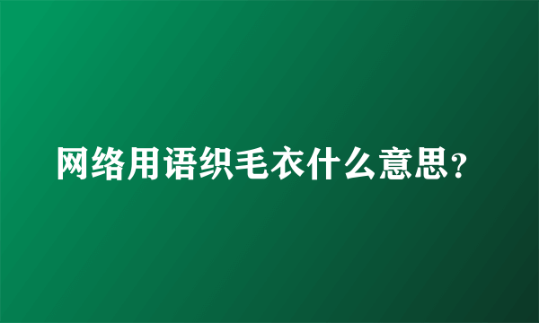网络用语织毛衣什么意思？