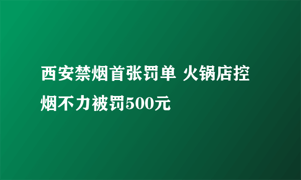 西安禁烟首张罚单 火锅店控烟不力被罚500元