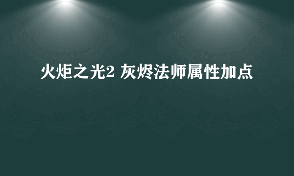 火炬之光2 灰烬法师属性加点