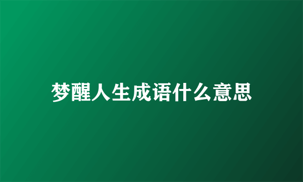 梦醒人生成语什么意思