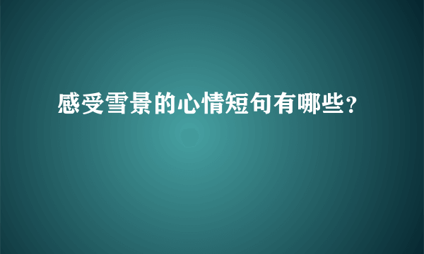 感受雪景的心情短句有哪些？