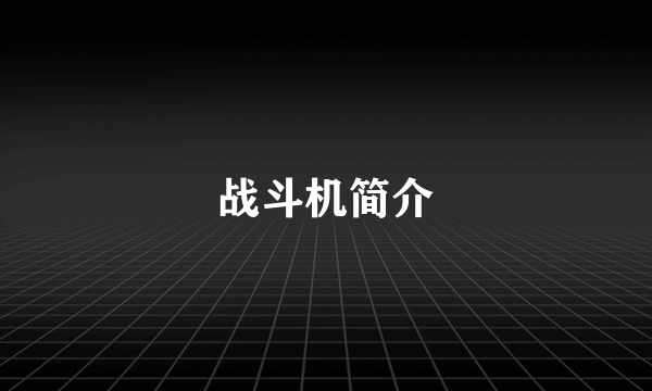 战斗机简介