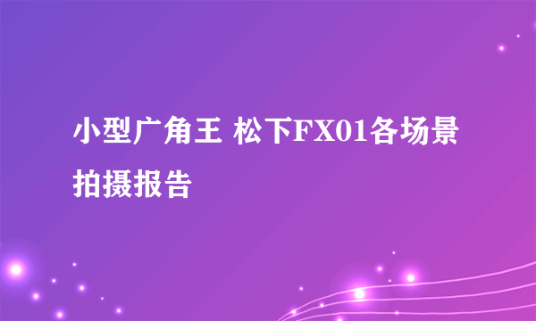 小型广角王 松下FX01各场景拍摄报告