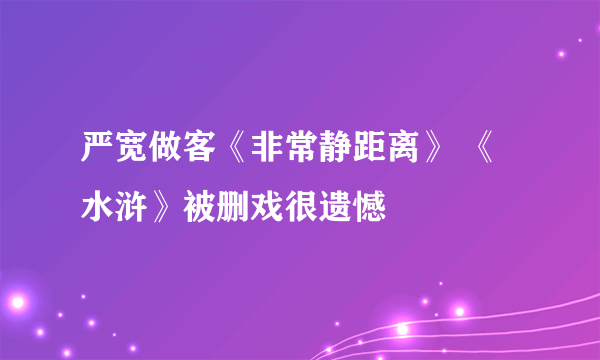 严宽做客《非常静距离》 《水浒》被删戏很遗憾