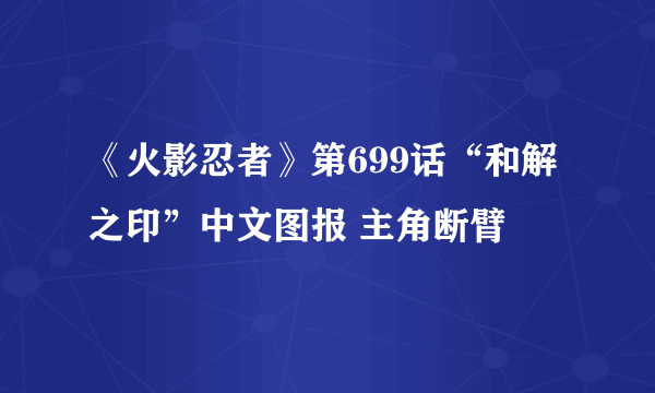 《火影忍者》第699话“和解之印”中文图报 主角断臂