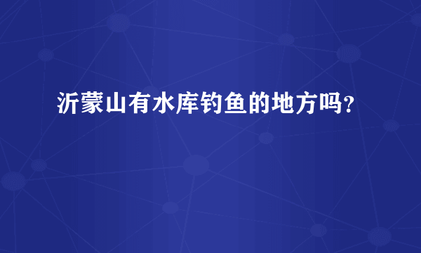 沂蒙山有水库钓鱼的地方吗？