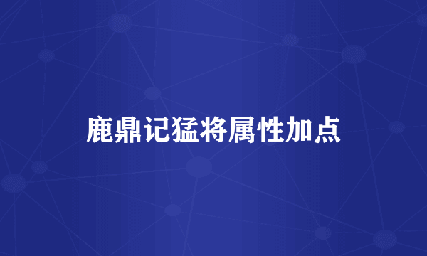 鹿鼎记猛将属性加点