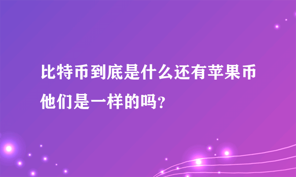 比特币到底是什么还有苹果币他们是一样的吗？