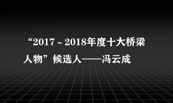 “2017～2018年度十大桥梁人物”候选人——冯云成