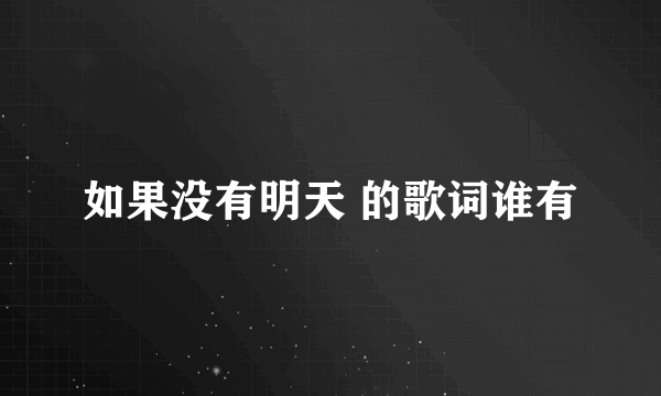 如果没有明天 的歌词谁有