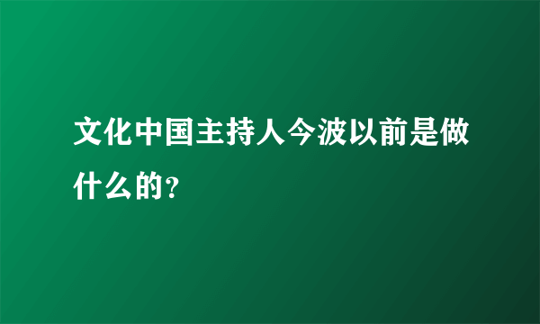 文化中国主持人今波以前是做什么的？