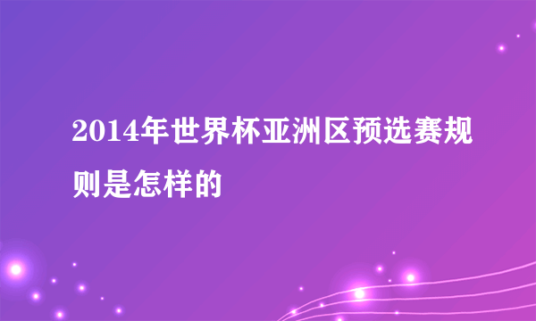 2014年世界杯亚洲区预选赛规则是怎样的
