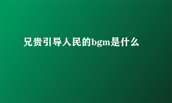 兄贵引导人民的bgm是什么