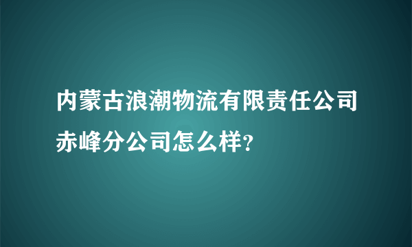 内蒙古浪潮物流有限责任公司赤峰分公司怎么样？