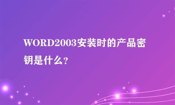 WORD2003安装时的产品密钥是什么？