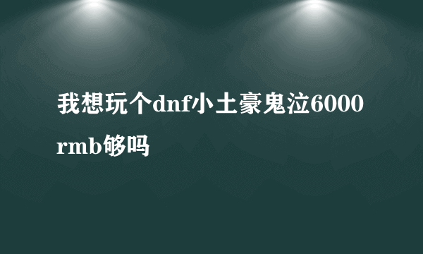 我想玩个dnf小土豪鬼泣6000rmb够吗