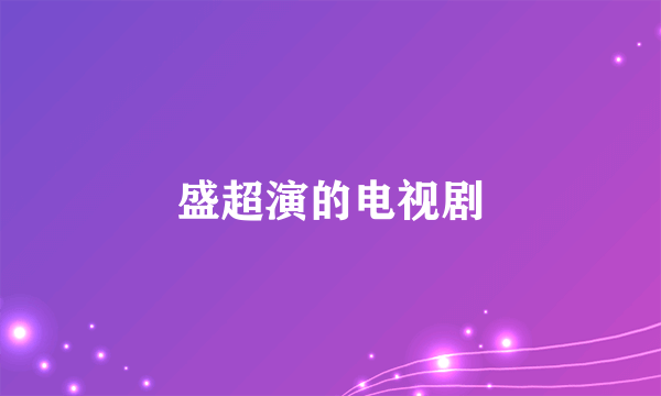 盛超演的电视剧