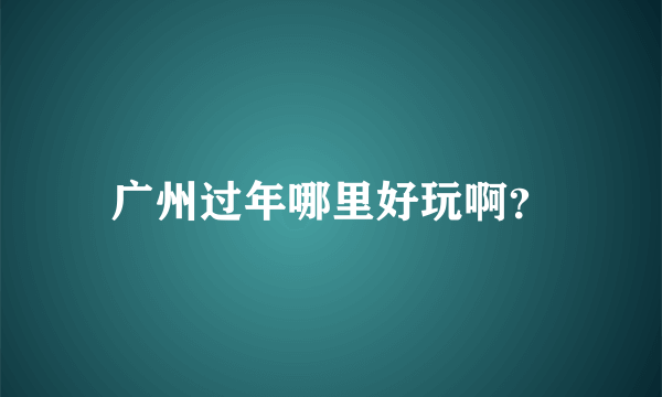 广州过年哪里好玩啊？