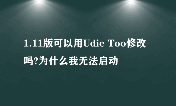 1.11版可以用Udie Too修改吗?为什么我无法启动
