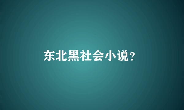 东北黑社会小说？