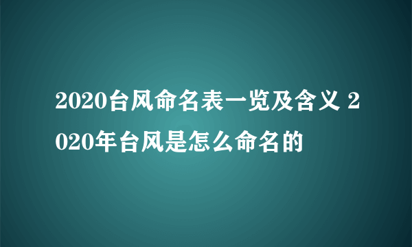 2020台风命名表一览及含义 2020年台风是怎么命名的