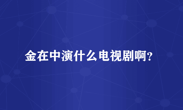 金在中演什么电视剧啊？
