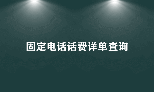 固定电话话费详单查询