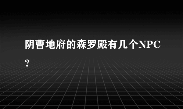 阴曹地府的森罗殿有几个NPC？