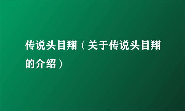 传说头目翔（关于传说头目翔的介绍）