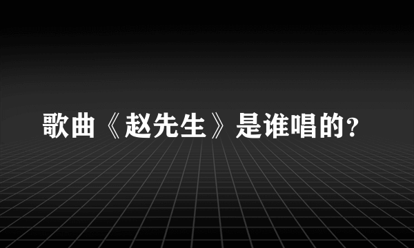 歌曲《赵先生》是谁唱的？
