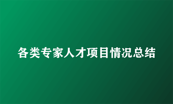 各类专家人才项目情况总结