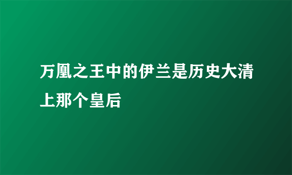万凰之王中的伊兰是历史大清上那个皇后