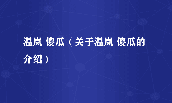 温岚 傻瓜（关于温岚 傻瓜的介绍）