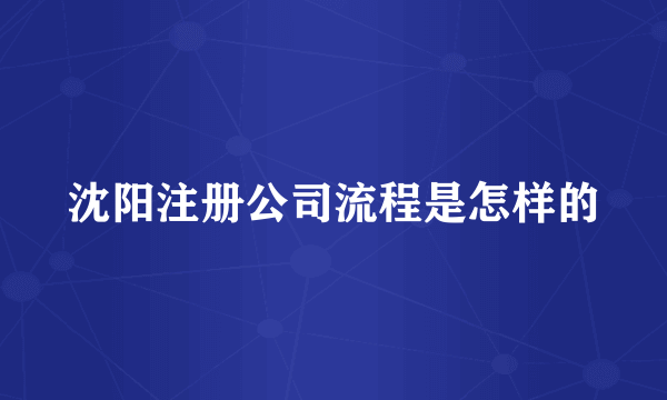 沈阳注册公司流程是怎样的