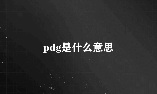 pdg是什么意思