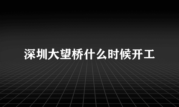 深圳大望桥什么时候开工