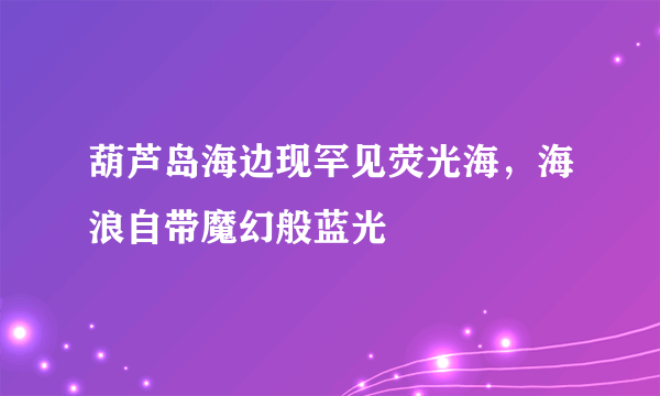 葫芦岛海边现罕见荧光海，海浪自带魔幻般蓝光